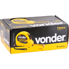 Trena aço 7,5mx25mm curta c/ caixa expositora 6 peças Vonder