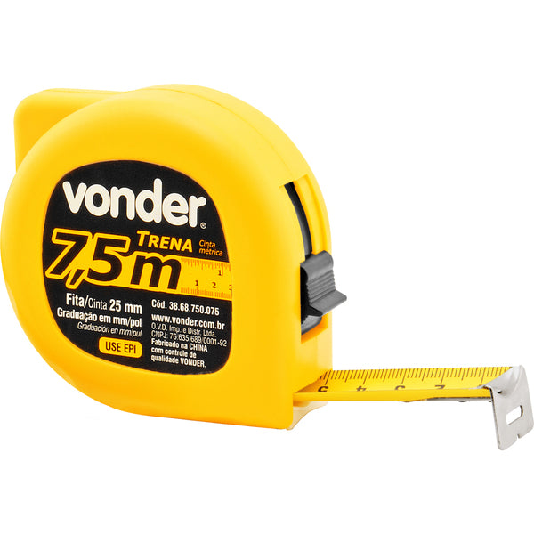 Trena aço 7,5mx25mm curta econômica Vonder
