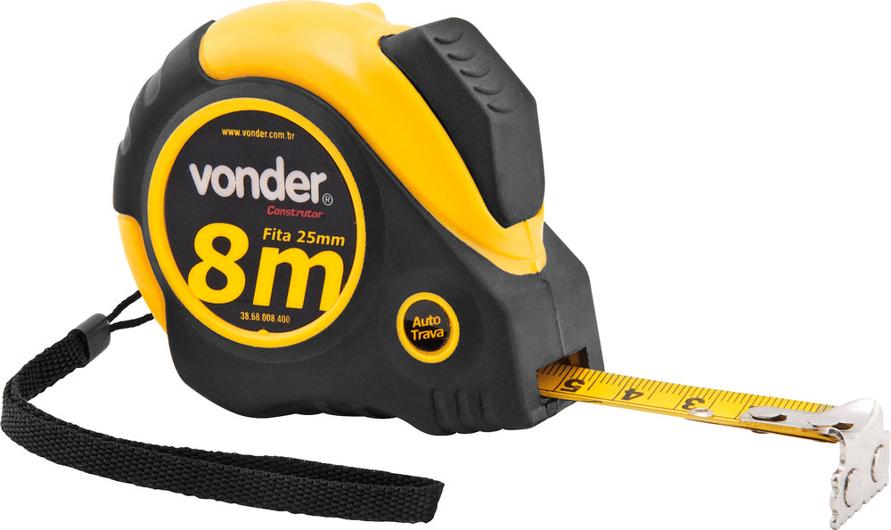 Trena Aço 8mx25mm Curta Emborrachada Auto Trava Ponta Magnét