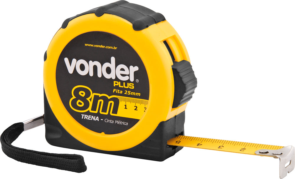 Trena aço 8mx25mm curta emborrachada - Vonder Plus