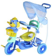 Triciclo gangorra com capota cachorro azul - Bel Brink