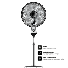 Ventilador de Coluna WAP FLOW TURBO 180W 50cm 8 Pás 3 Velocidades Potente e Econômico 220V