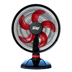 Ventilador WAP Rajada Turbo W130 Mesa Vermelho 5 Pás, 130W e 3 Velocidades 220V