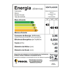 Ventilador Philco PVT466 Tecnologia Maxx Force 127V Com 174W 40CM 10 Pás e 3 Velocidades
